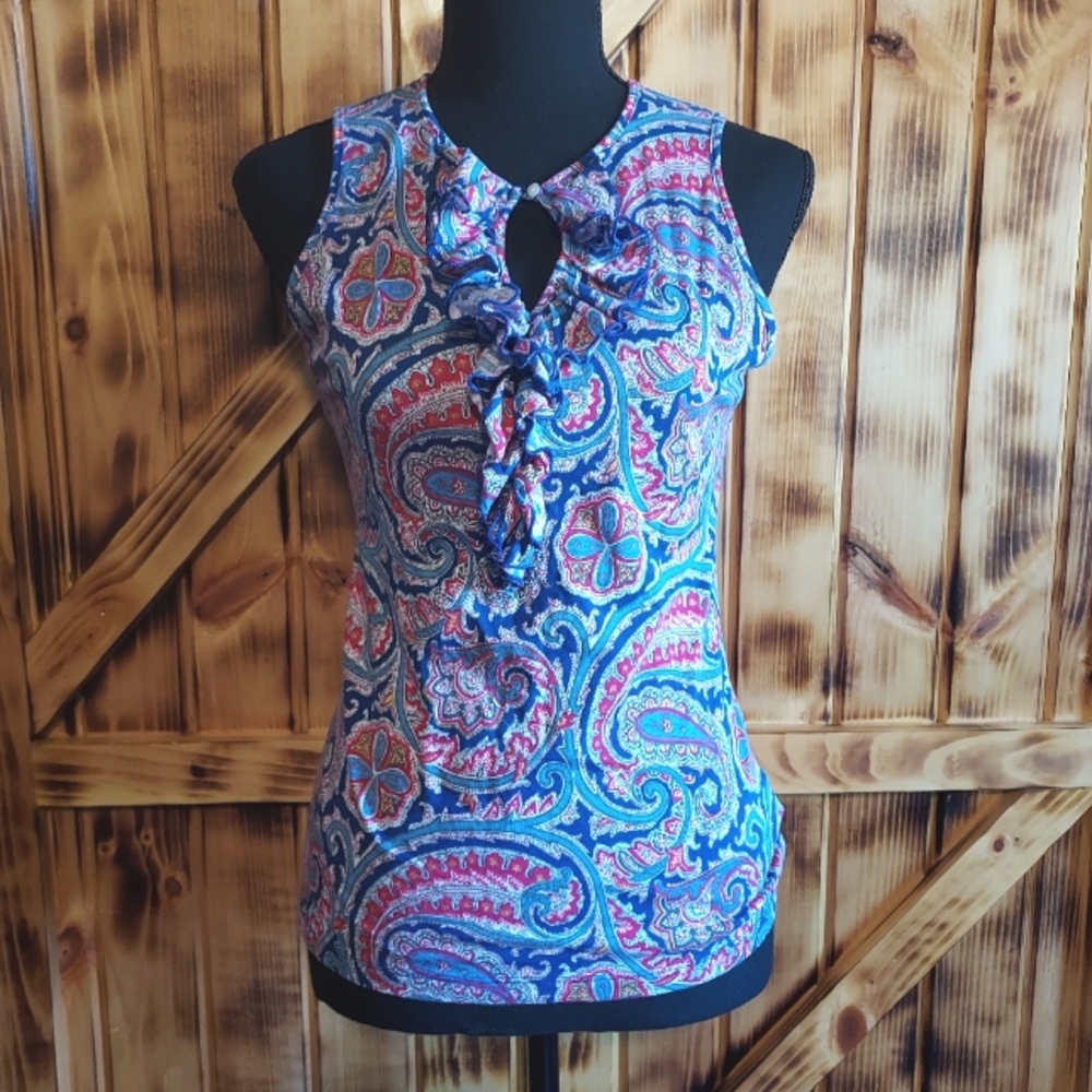 Ralph Lauren women's paisley ruffle tank- medium